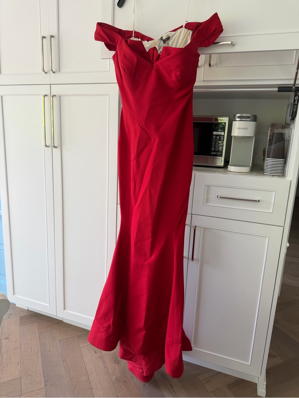 Zac Posen Red Off-Shoulder Mermaid Gown